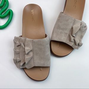 VIONIC PALM RONI SLIDE LEATHER SUEDE SANDALS